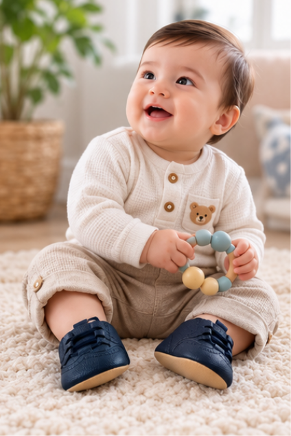 Kids’ Navy Blue Casual Shoes – Lace-Up Design