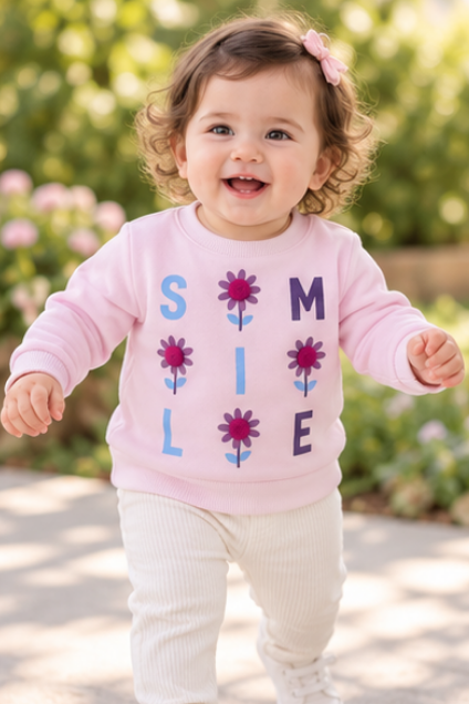 Pink Smile Floral Sweatshirt