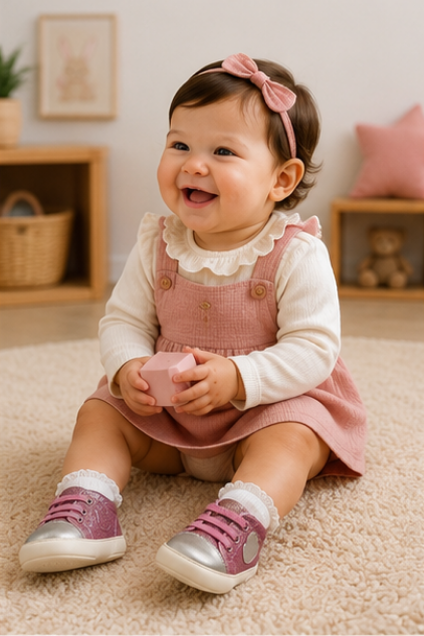 Pink & Silver Glitter High-Top Baby Sneakers