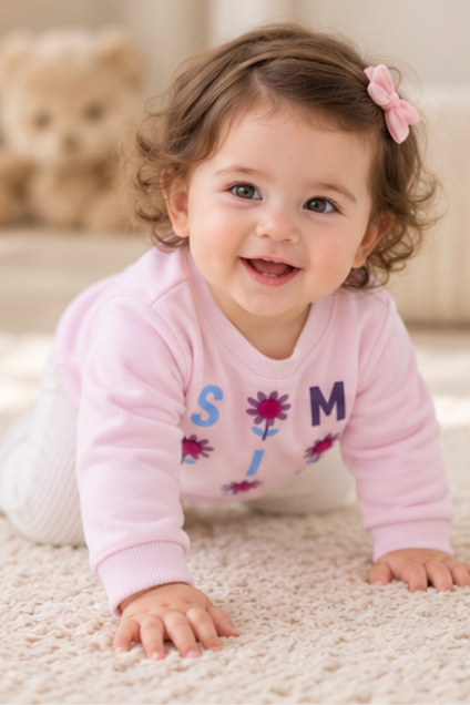 Pink Smile Floral Sweatshirt