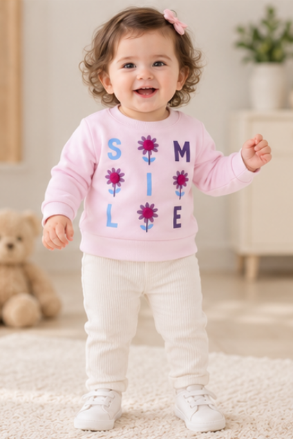 Pink Smile Floral Sweatshirt