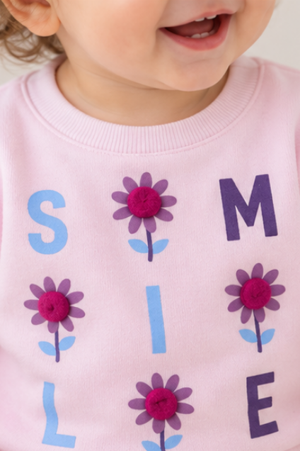 Pink Smile Floral Sweatshirt