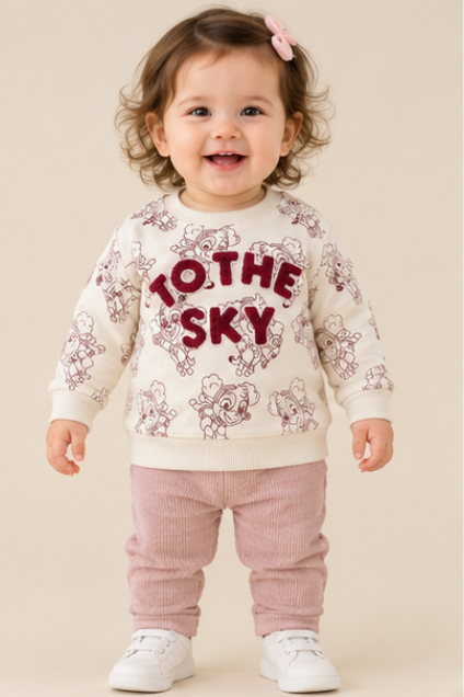 Cream Puppy Print Sweatshirt
