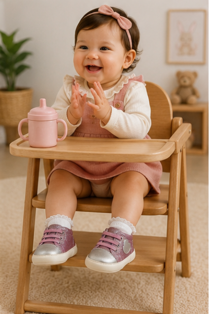 Pink & Silver Glitter High-Top Baby Sneakers