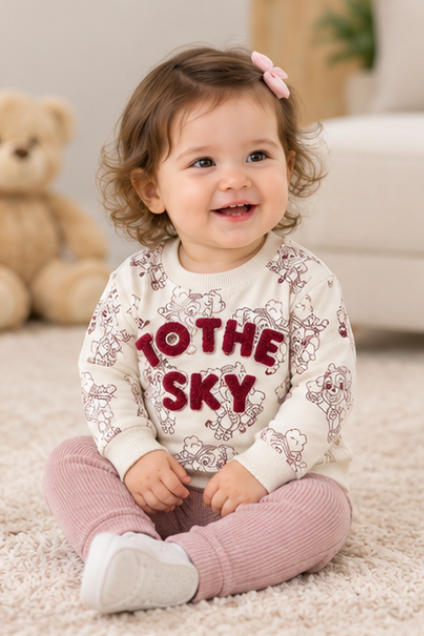Cream Puppy Print Sweatshirt