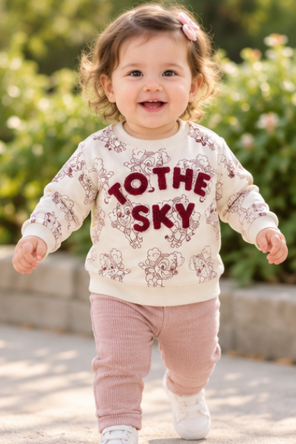 Cream Puppy Print Sweatshirt