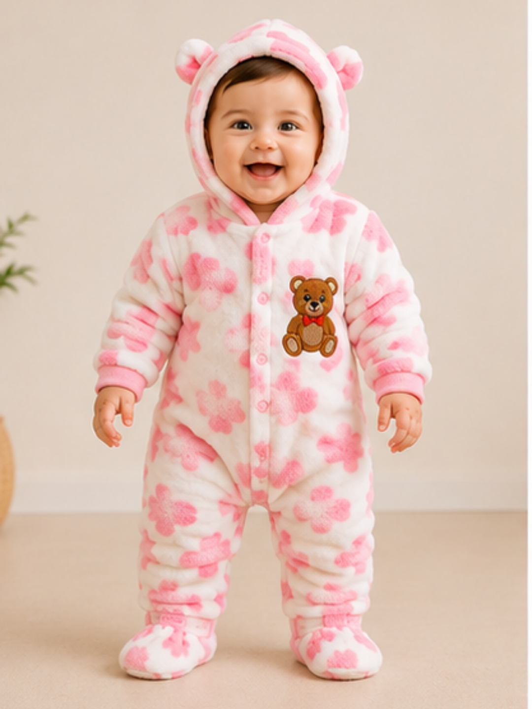 Fur Romper Pink Patches