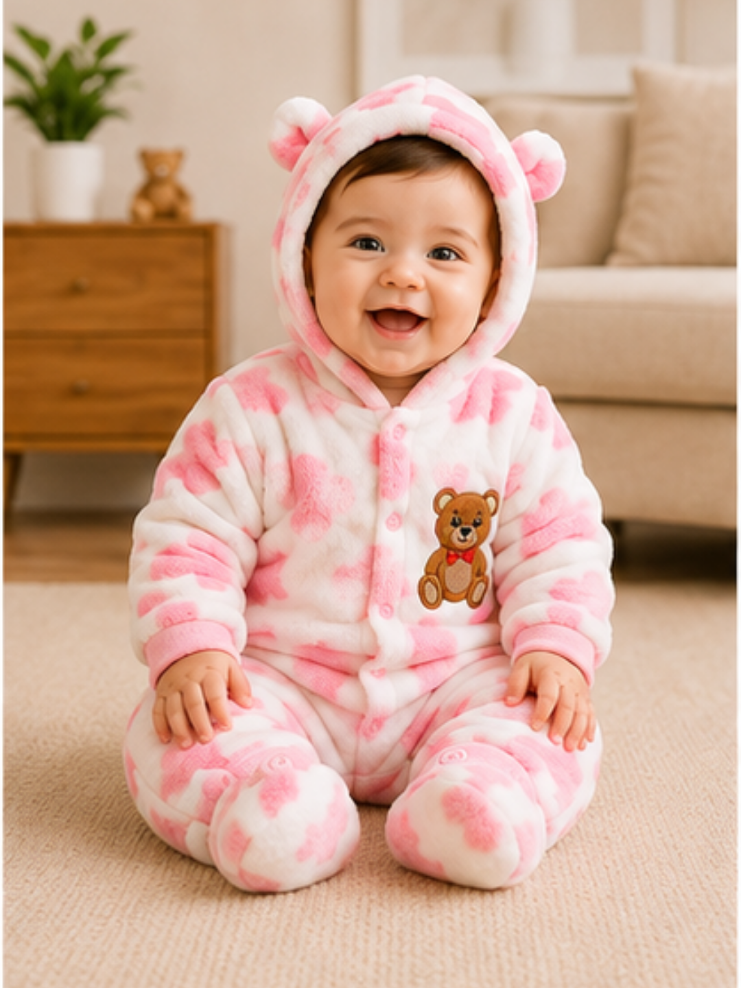 Fur Romper Pink Patches