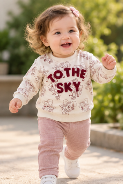 Cream Puppy Print Sweatshirt