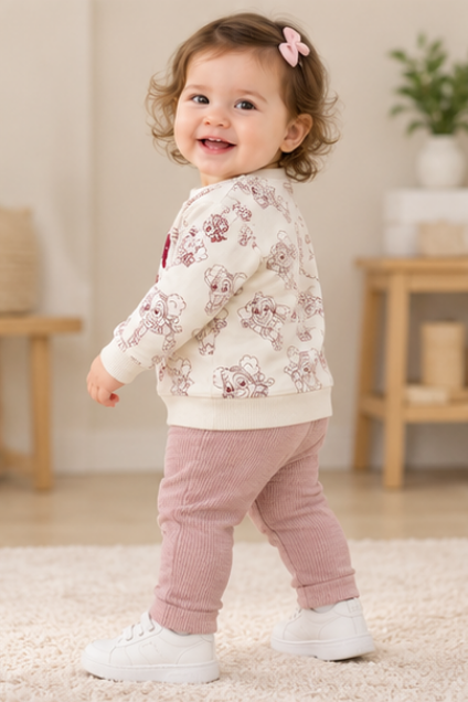 Cream Puppy Print Sweatshirt