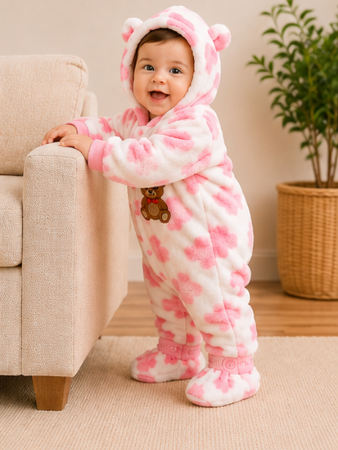 Fur Romper Pink Patches