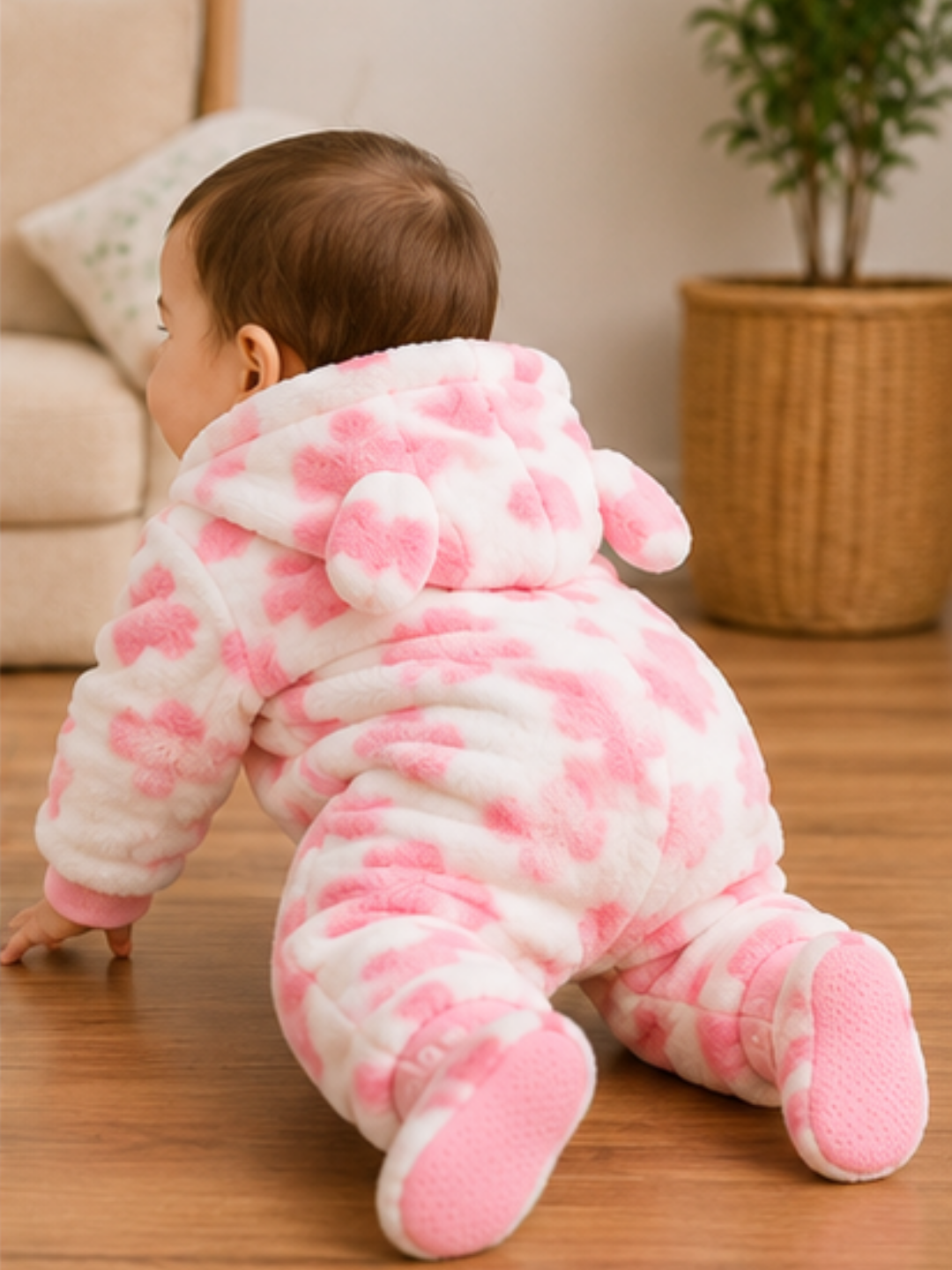 Fur Romper Pink Patches