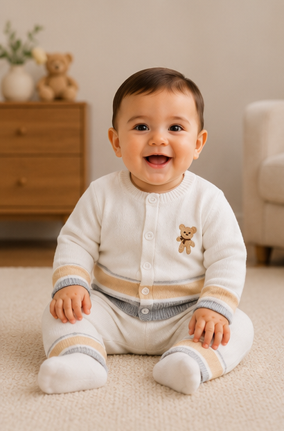 Grey and Yellow Knitted Sweater Romper