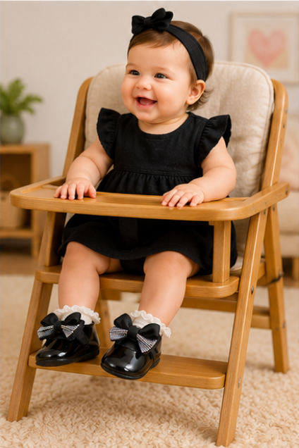 Girls’ Black Bow Party Shoes