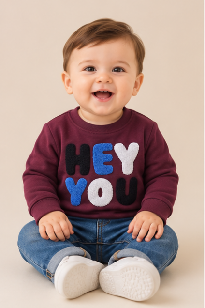 Maroon "Hey You" Print Sweatshirt