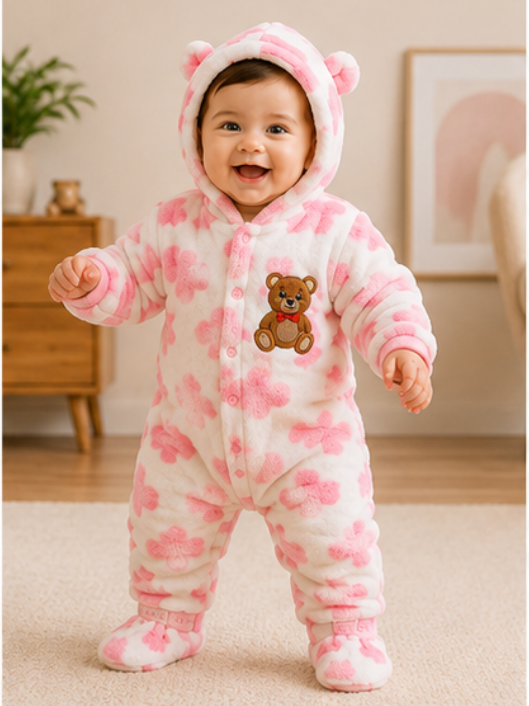 Fur Romper Pink Patches