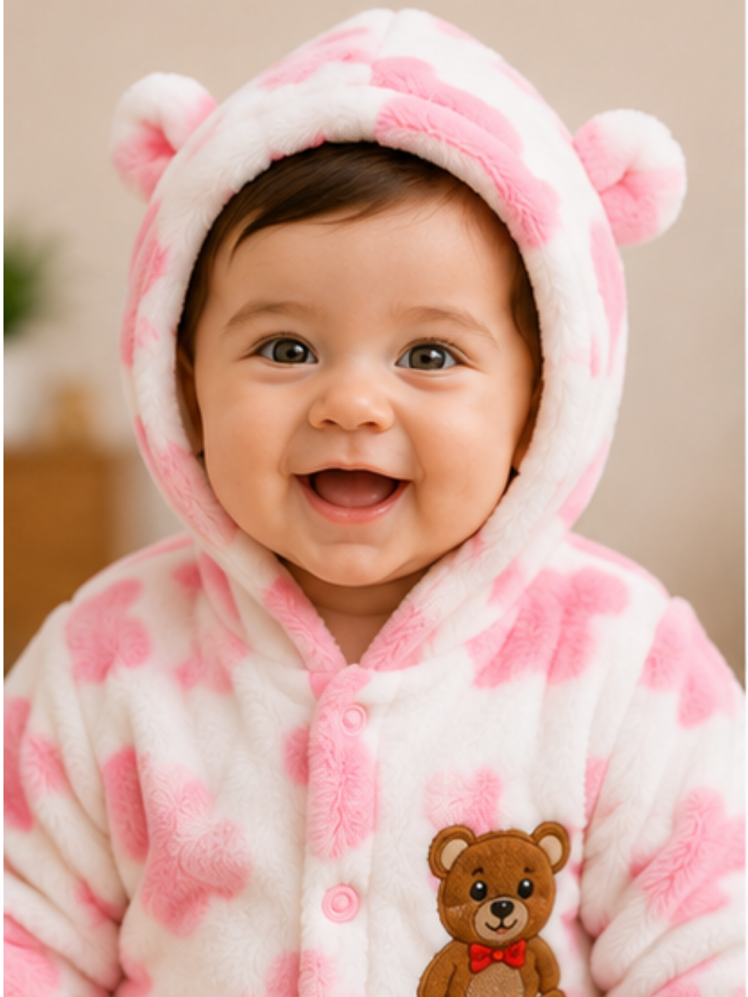 Fur Romper Pink Patches