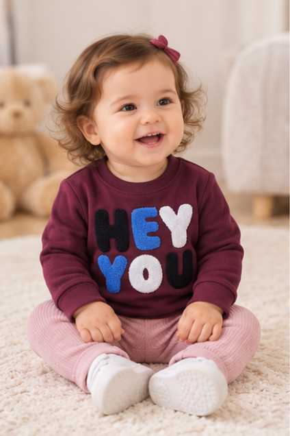 Maroon "Hey You" Print Sweatshirt