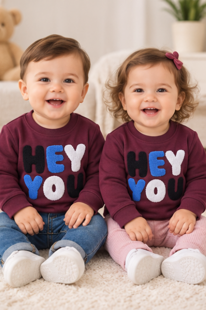 Maroon "Hey You" Print Sweatshirt