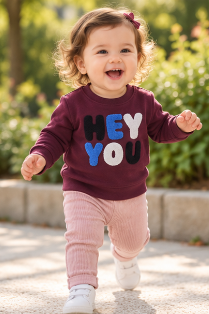 Maroon "Hey You" Print Sweatshirt