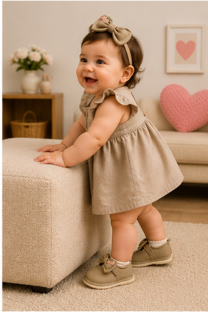 Girls’ Beige Bow Mary Jane Shoes