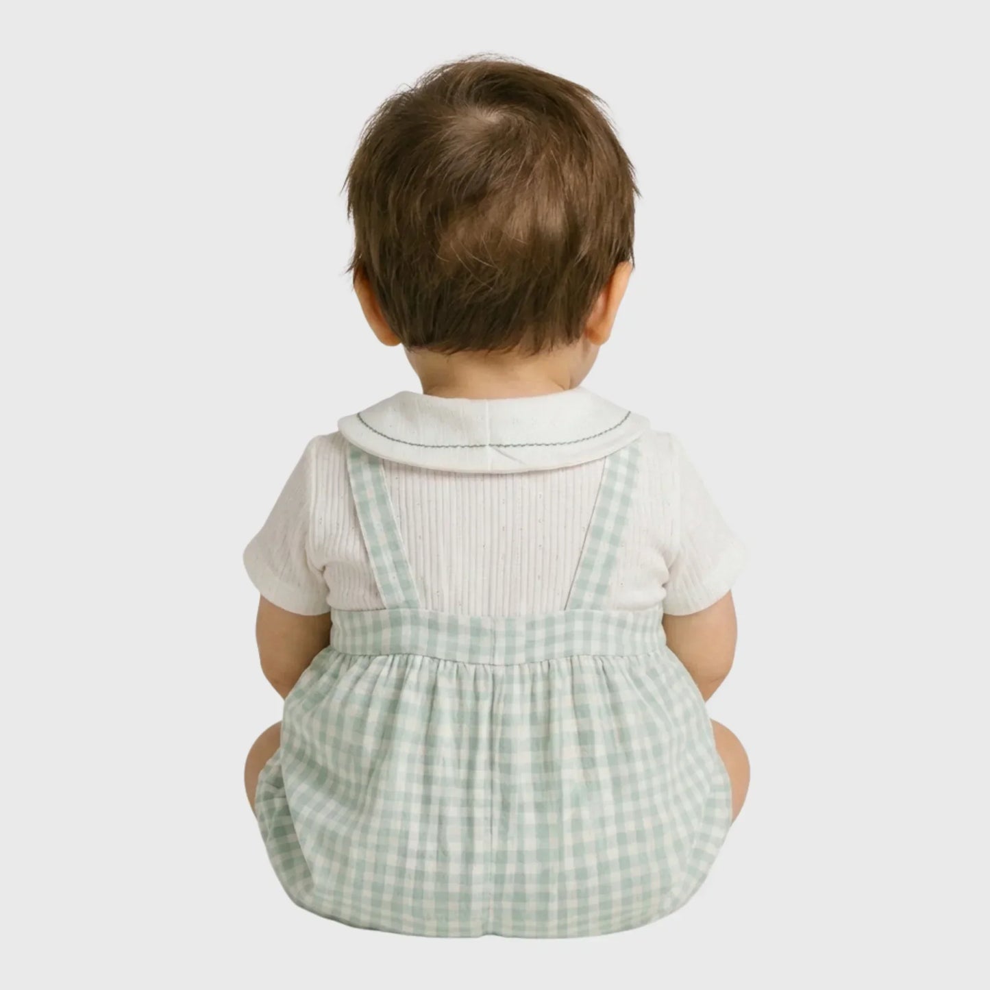 Baby "Floral Gingham" Peter Pan Collar Romper