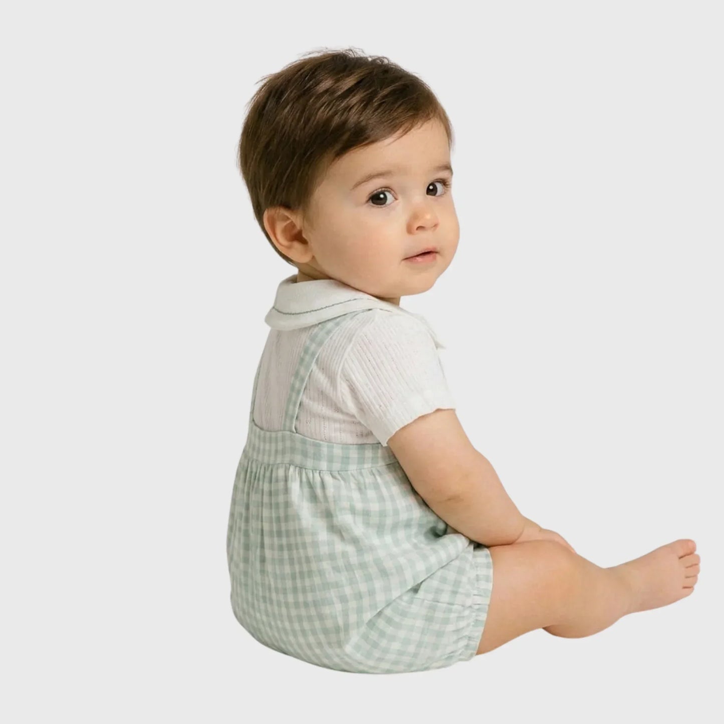 Baby "Floral Gingham" Peter Pan Collar Romper