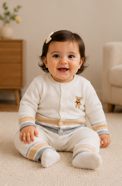 Grey and Yellow Knitted Sweater Romper