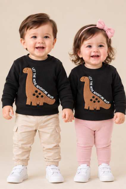 Mini Adventure Dino Sweatshirt-Black
