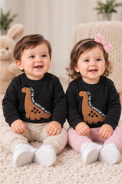Mini Adventure Dino Sweatshirt-Black