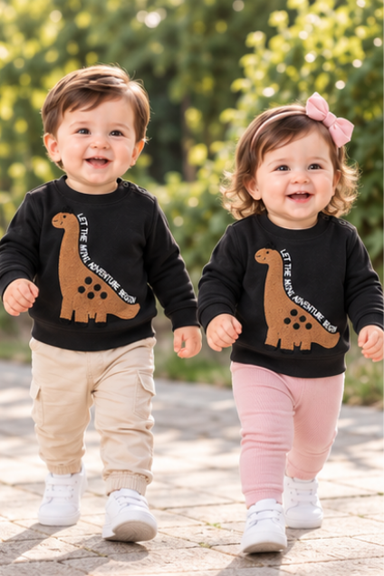Mini Adventure Dino Sweatshirt-Black