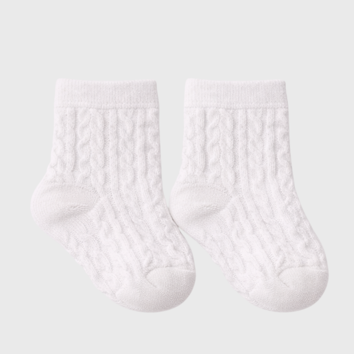 Classic Cable Knit Baby Socks – Pure White