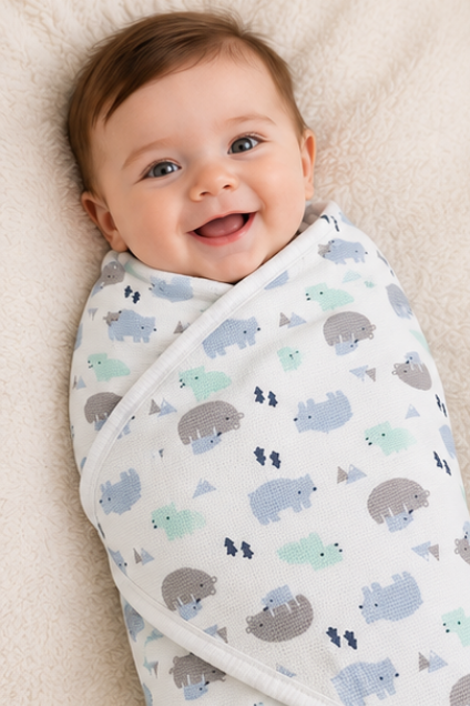Baby Rhino Print Swaddle Blanket