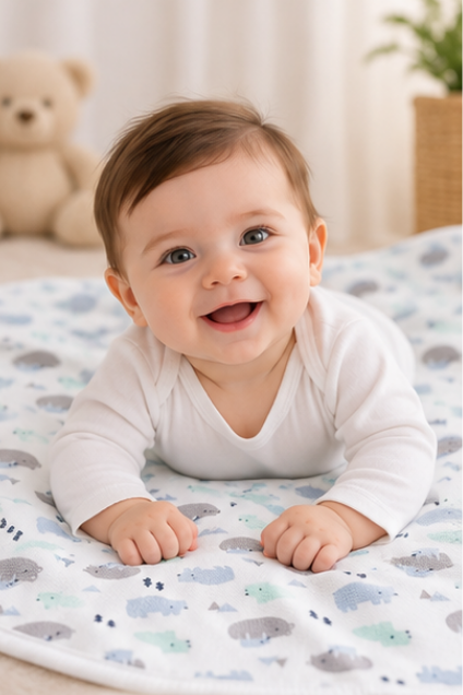 Baby Rhino Print Swaddle Blanket