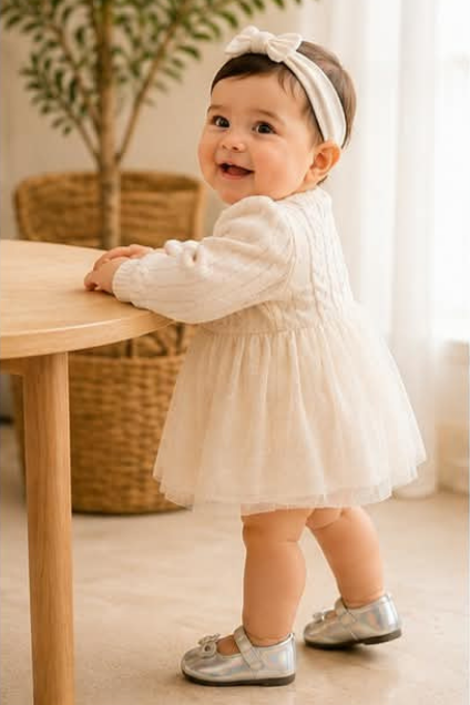Girls’ Silver Bow Mary Jane Shoes