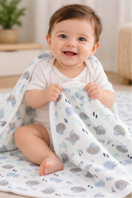 Baby Rhino Print Swaddle Blanket