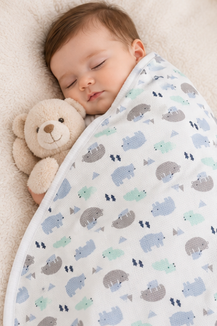 Baby Rhino Print Swaddle Blanket