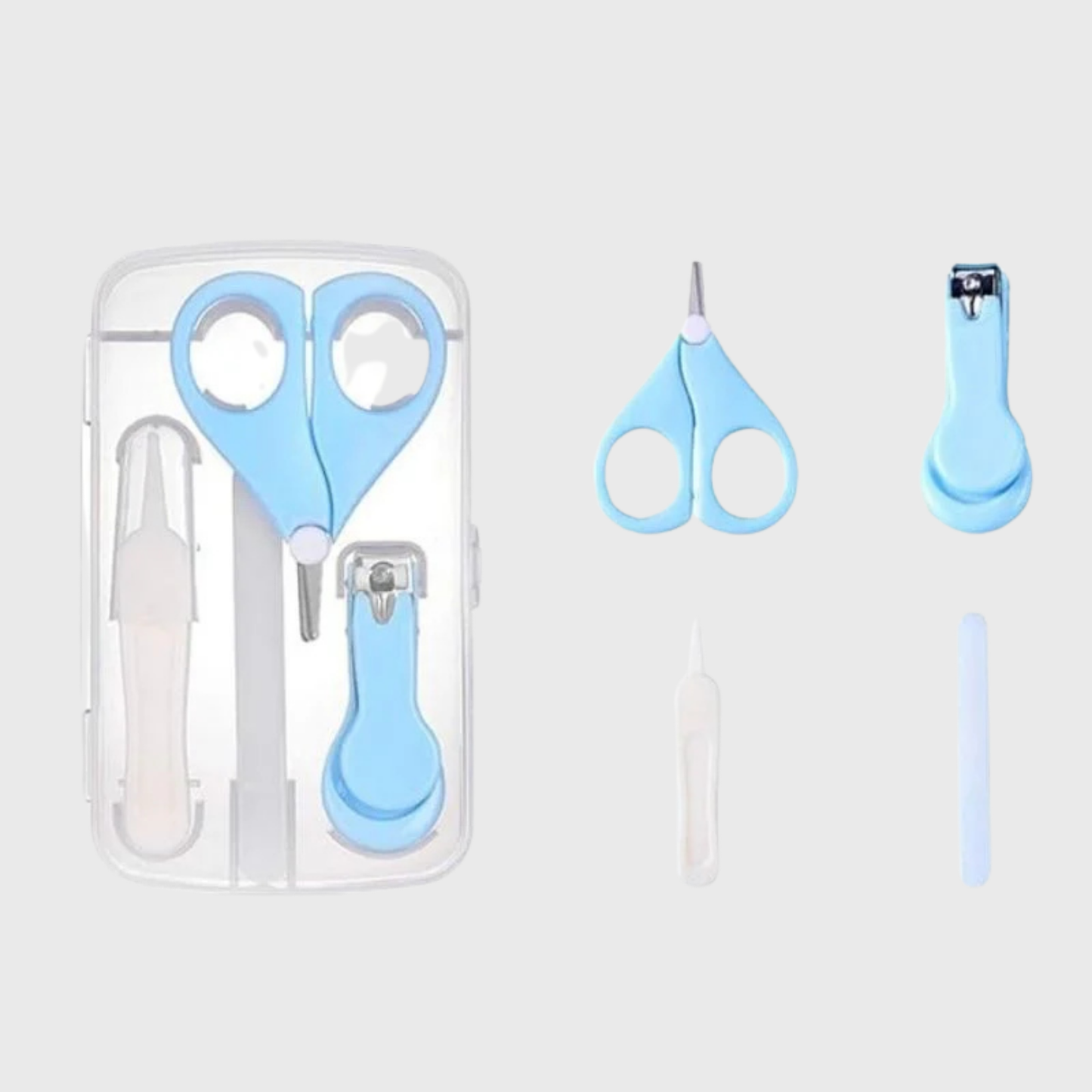 4-in-1 Baby Manicure Set with Storage Box – Nail Clippers, Scissors, File & Tweezers