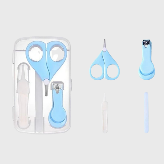 4-in-1 Baby Manicure Set with Storage Box – Nail Clippers, Scissors, File & Tweezers