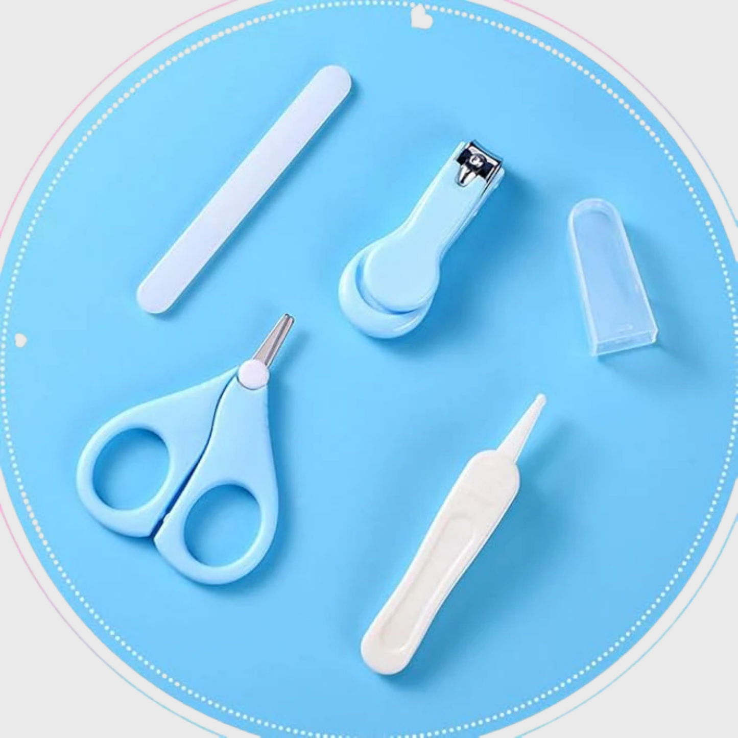 4-in-1 Baby Manicure Set with Storage Box – Nail Clippers, Scissors, File & Tweezers