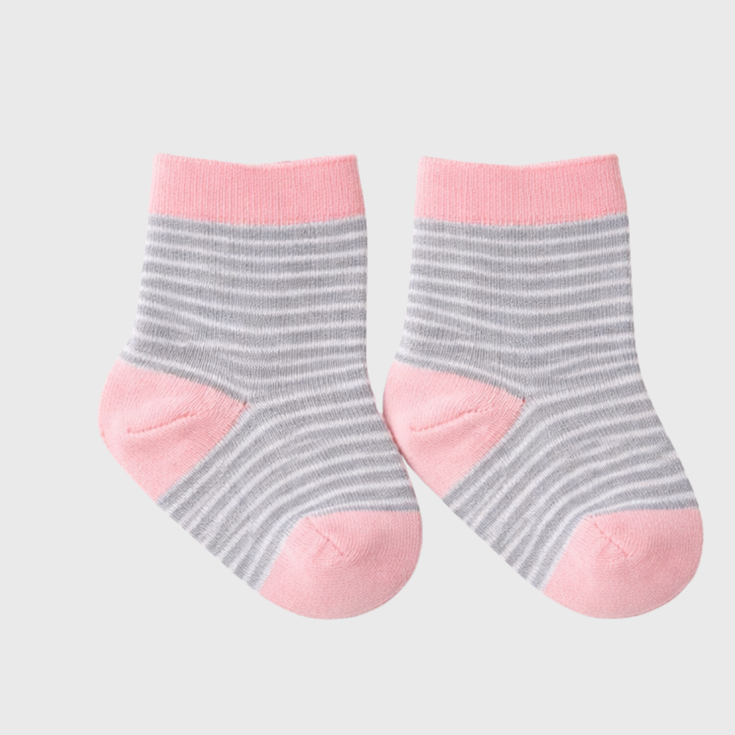 Striped Pastel Baby Socks – Grey & Pink