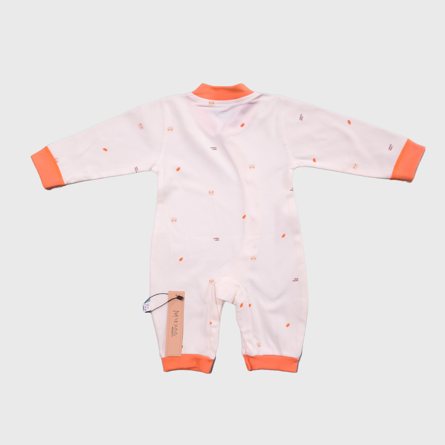 Beige & Orange Soft Cotton Baby Romper