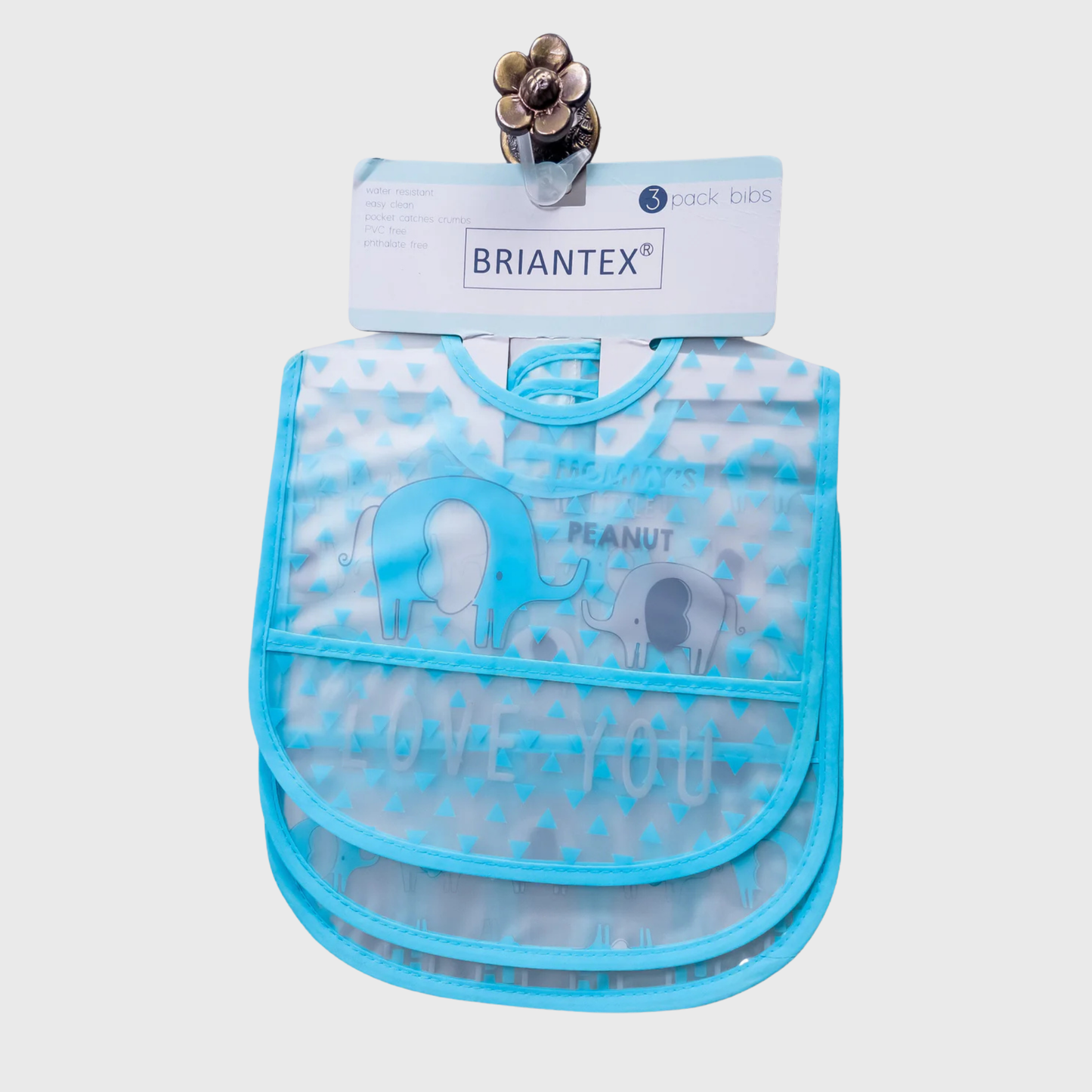 Briantex Waterproof Bib Pk of 3 Elephant Print