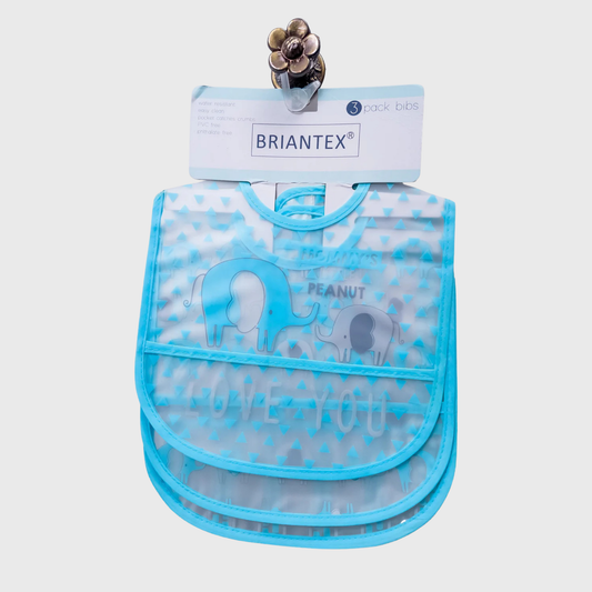 Briantex Waterproof Bib Pk of 3 Elephant Print