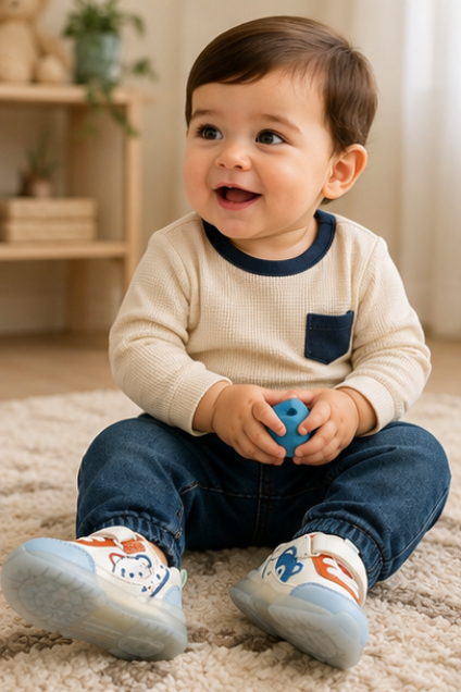 Kids’ Blue & Orange Bear Sneakers