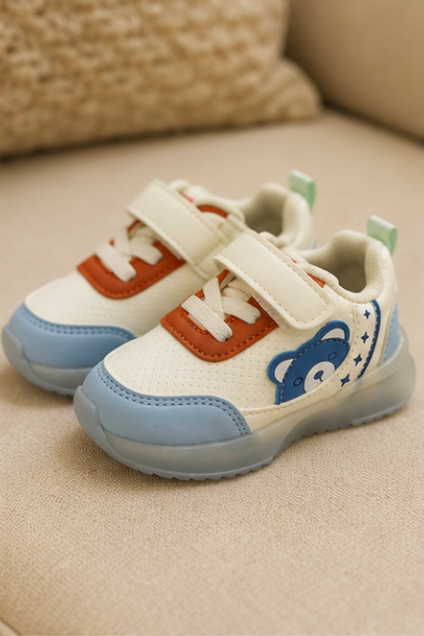 Kids’ Blue & Orange Bear Sneakers