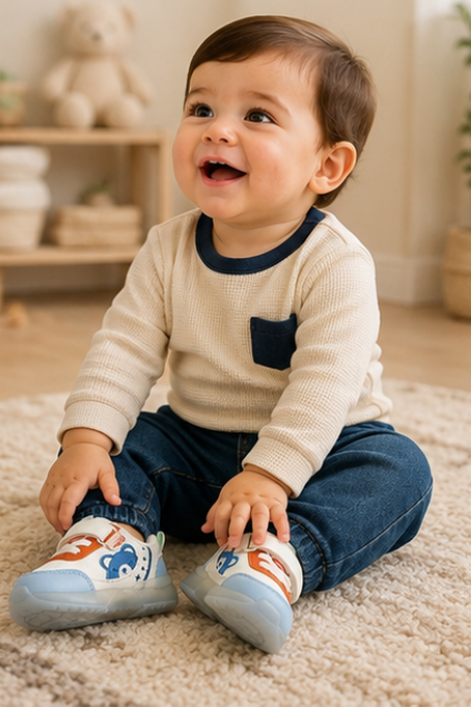 Kids’ Blue & Orange Bear Sneakers