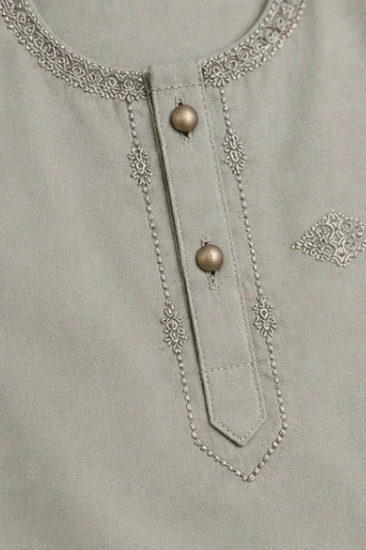 Baby Boys Embroidered Kurta & Shalwar Set – Sage Green