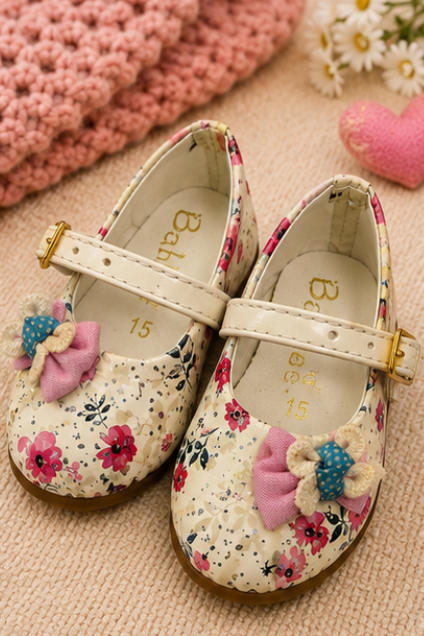 Girls’ Floral Bow Mary Jane Shoes