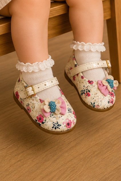 Girls’ Floral Bow Mary Jane Shoes